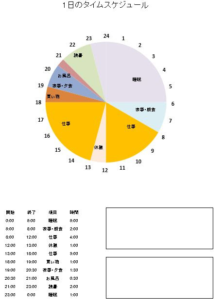 1日 スケジュール テンプレート