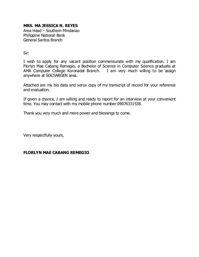 Application letter any vacant position samples - 29+ Job ...