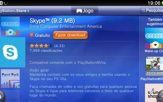 Skype na lista de aplicativos para o PS Vita na PS Store (Foto: Reprodução / TechTudo)