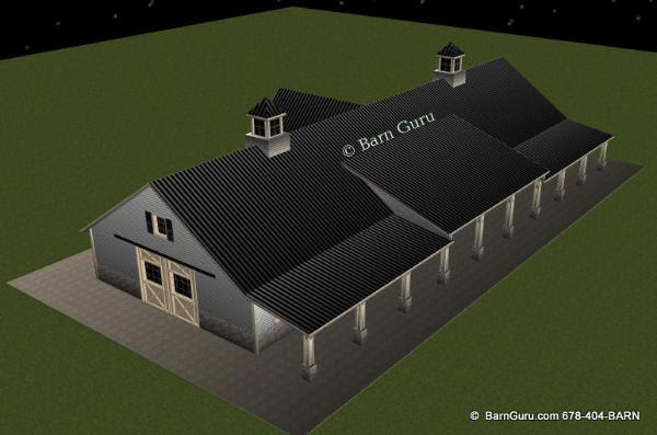 barn plans -12 stall horse barn - design floor plan