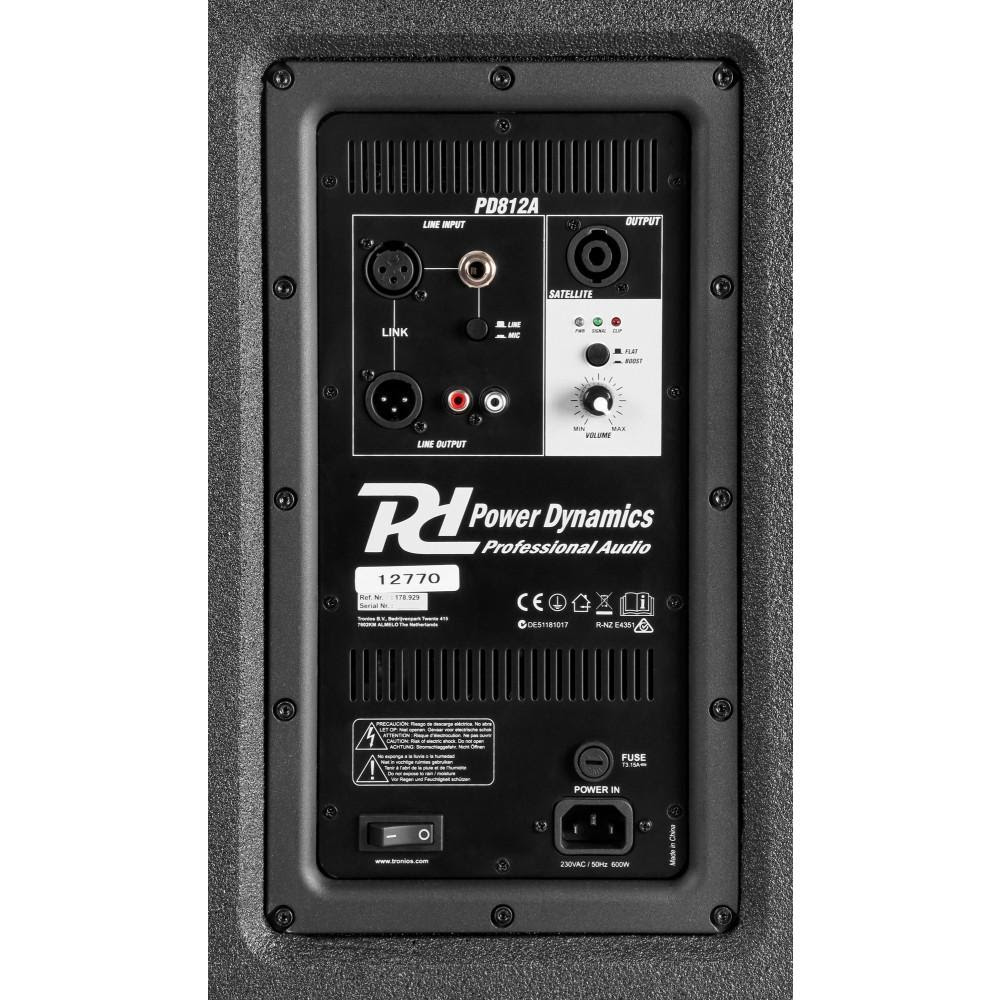 Power Dynamics PD812A rear panel sub