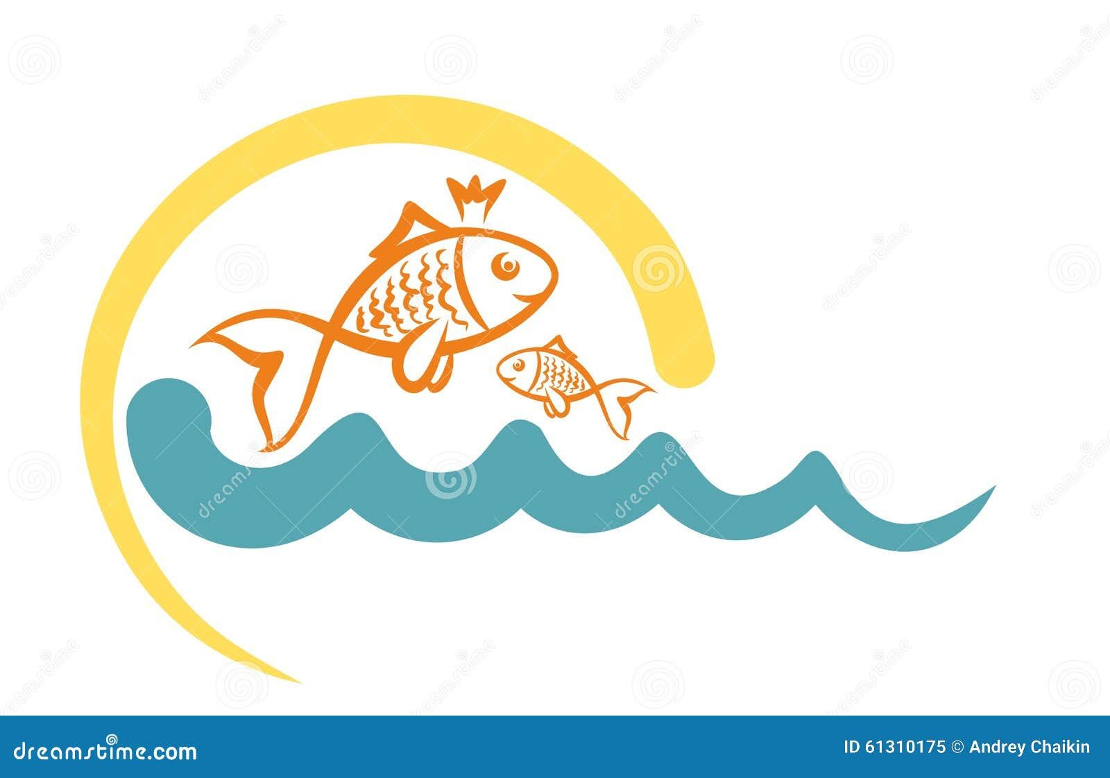 Logo Un Petit Poisson En Mer Illustration de Vecteur Logo Un Petit Poisson En Mer Illustration de Vecteur