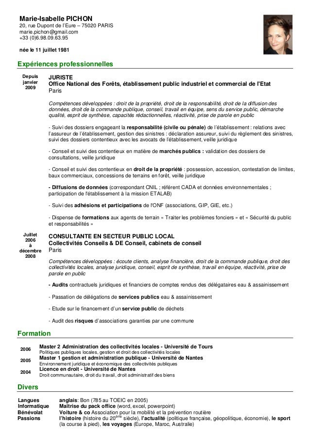 Exemple de CV juriste droit de l'environnement