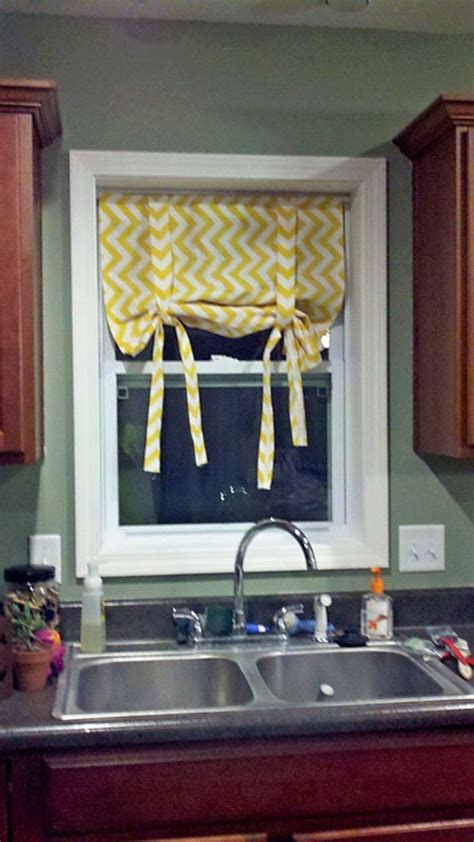 Yellow kitchen cabinets in a neutral kitchen · 3. Creative Kitchen Window Treatment Ideas - Hative