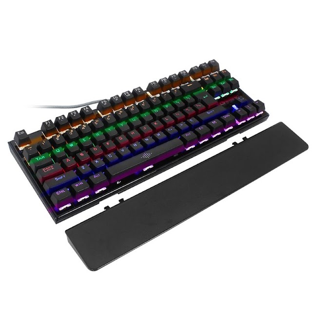 Top Mechanical Keyboard 87 Keys Ultra Low Axis Extra-Thin Mini Wired
USB Gaming Keyboard Blue Switches for PC Laptop Computer Access