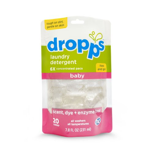 Dropps Baby Laundry Pacs, Scent, Dye and Enzyme-Free, 20-load pouch (pack of 3)
