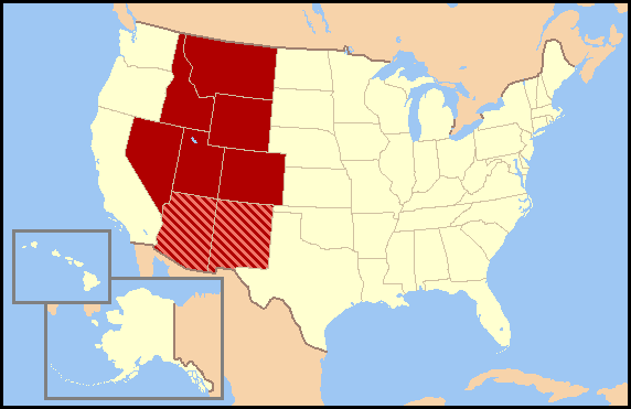 Map United States Rocky Mountains Regional definitions vary from source to source. The states shown in dark red are always