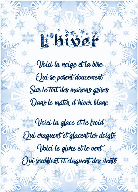 Chanson L Hiver Voici La Neige Et La Bise Voici La Neige Et La Bise Maternelle De Bambou