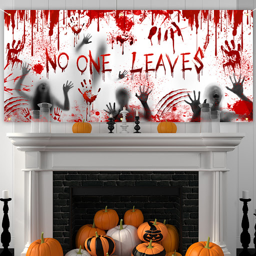 Title 1, Halloween Background Fabric with Blood Scratch ...