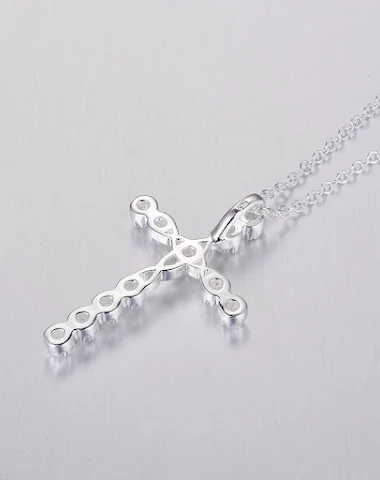 Creative silver cross necklace - 0