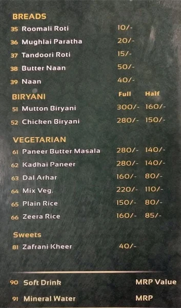 Dastarkhwan menu 