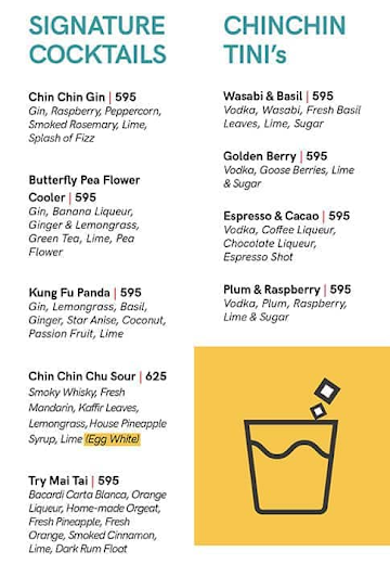 Chin Chin Chinese menu 