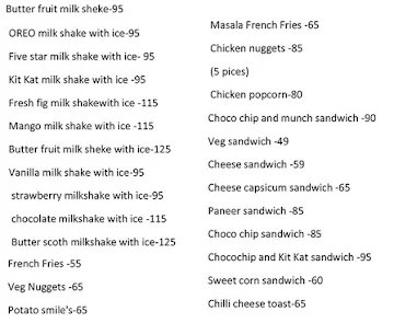 Mr. Bread Box menu 