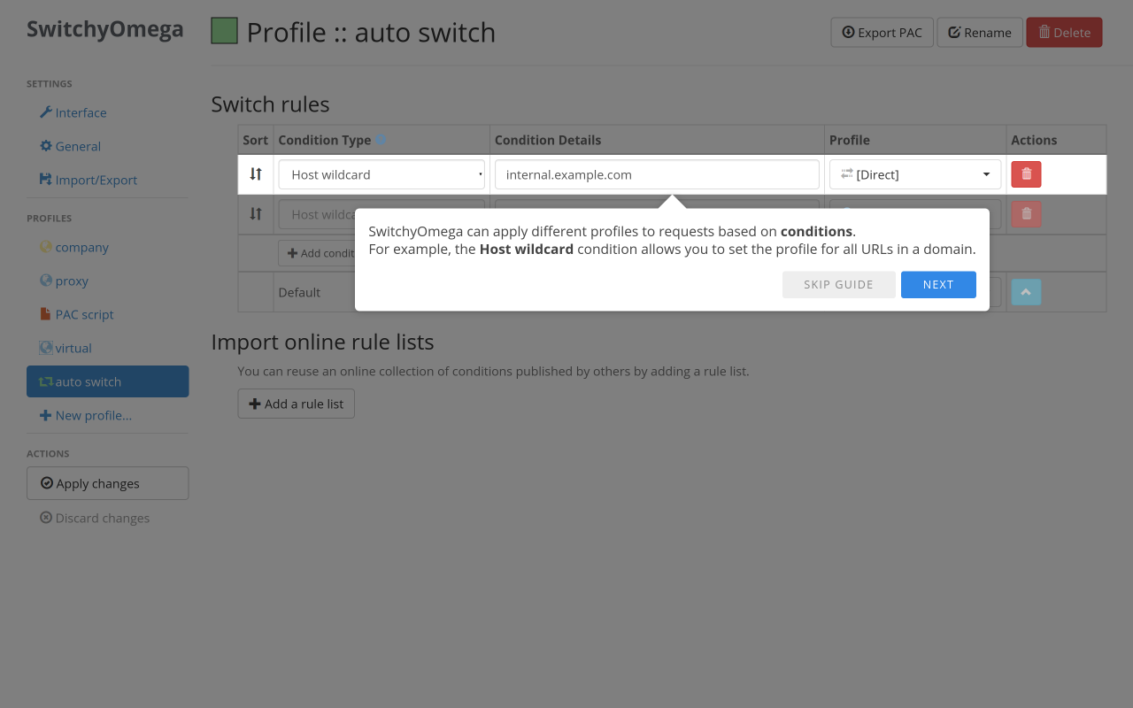 Proxy SwitchyOmega Chrome Extension Image 3