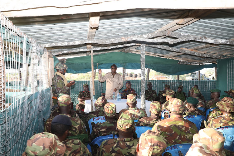 Defence Cabinet Secretary Aden Duale at the Kenya Navy Base (KNB) in Manda Bay, Kolbio and Bodhei on Monday, December 26, 2022.