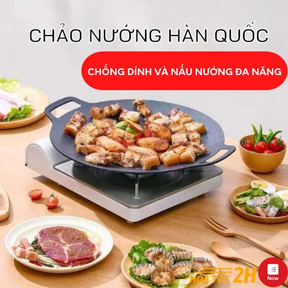 Chảo Đá Nướng Chống Dính Không Cần Dầu Ecoramic Hàn Quốc, Size 34Cm, Chảo Đa Năng, Chống Dính Và Chống Gỉ Chắc Chắn