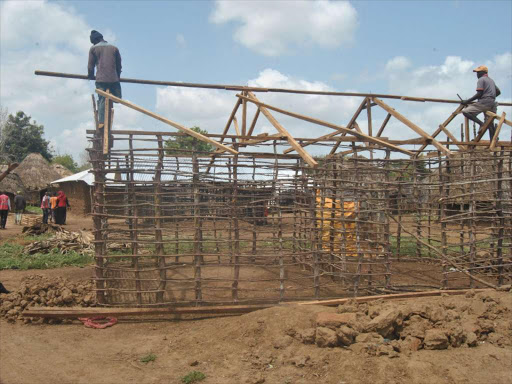 Flood victim's house under construction at Bandi village in Tana Delta on December 20, 2018