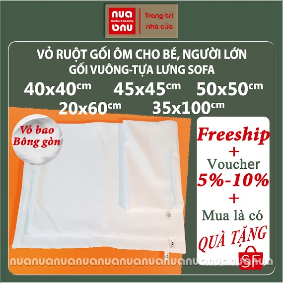 Vỏ Ruột Gối Trắng Vỏ Ruột Gối Ôm Gối Sofa Gối Vuông Có Khóa Kéo Dùng Nhồi Bông Gòn Bảo Vệ Sức Khoẻ