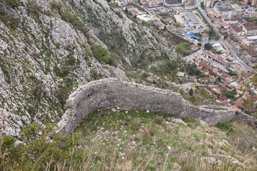 Kotor-ruins-3.jpg - The ruins of centuries-old fortress walls as seen from the Castle of San Giovanni in Kotor, Montenegro.