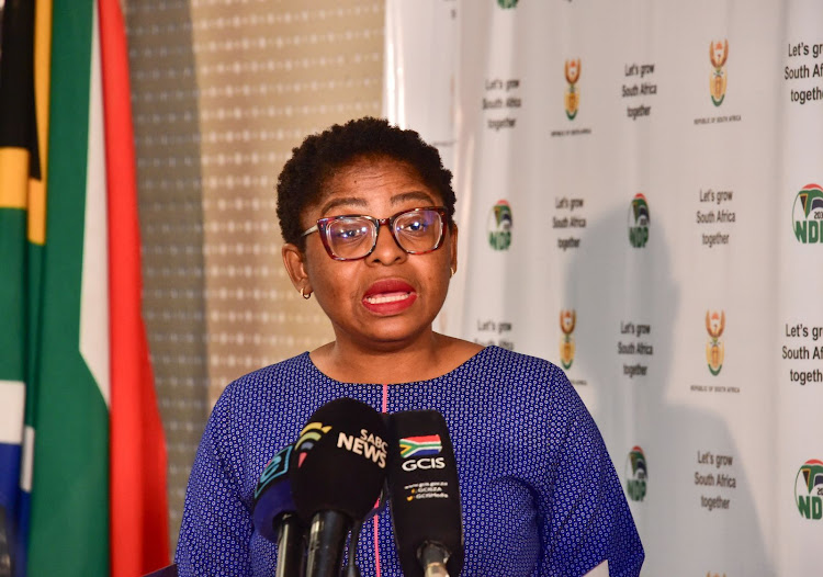 Minister in the presidency Khumbudzo Ntshaveni briefing the media on the outcomes of the cabinet meeting held on Wednesday, February 28 2024.