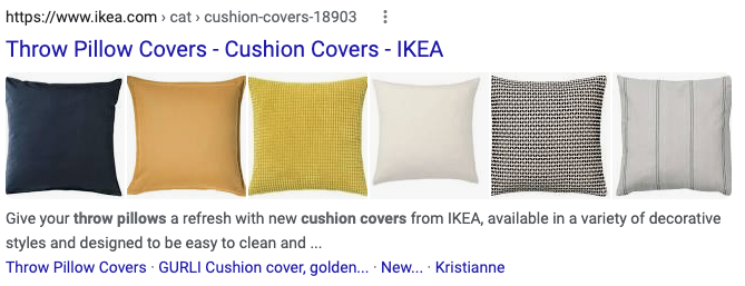 An illustration of alternative text on an IKEA image set of pillow covers