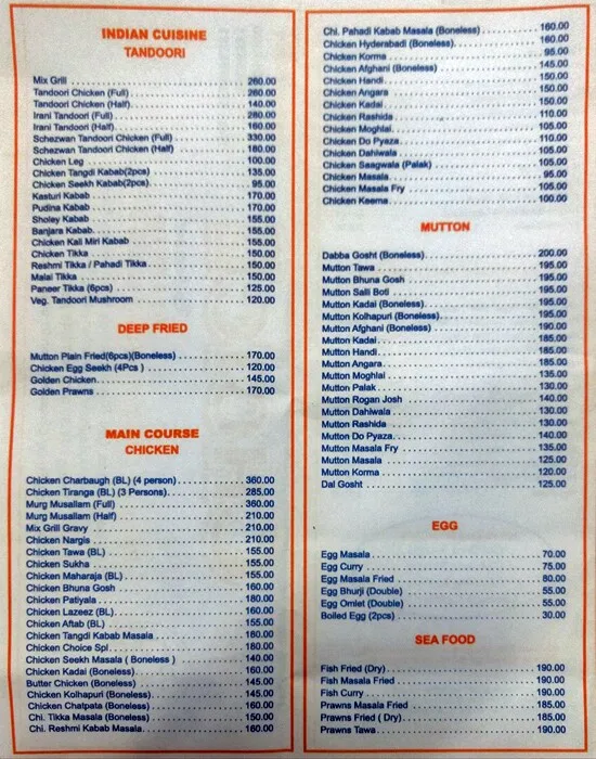 Choice Restaurant menu 