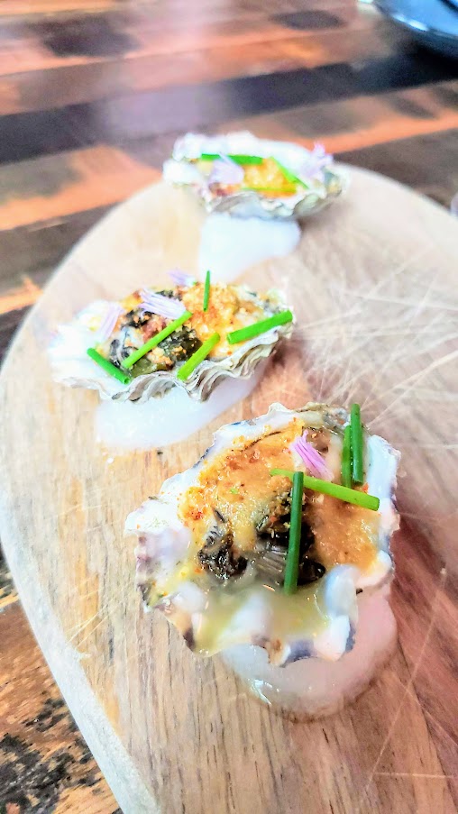 Oysters have always been amazing here, both raw selections with rotating toppings, and these beautiful broiled ones with Miso Butter, Charred Spring Onion, Togarashi, Bread Crumbs at Normandie PDX