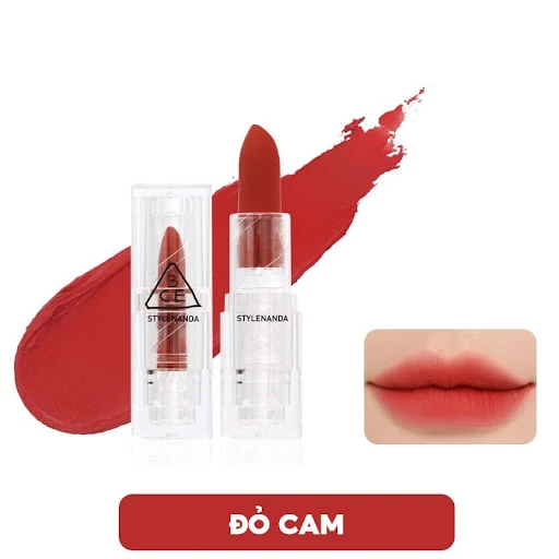 Son thỏi 3CE vỏ trong suốt 3CE Soft Matte Lipstick Red Muse - 3.5g