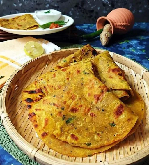 10" Dal Parantha + Achar, White Butter, Mint Chutney, Dahin