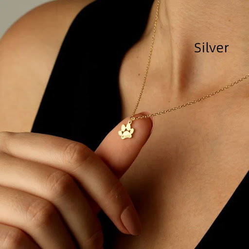 Title 13, Fashion Simple Pet Footprint Necklace. A beauti...