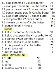 Paranthewala menu 1