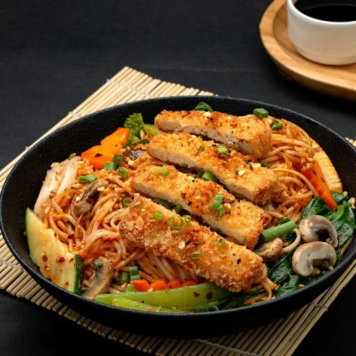 Tonkatsu Tofu Stir-Fried Japanese Noodle Bowl