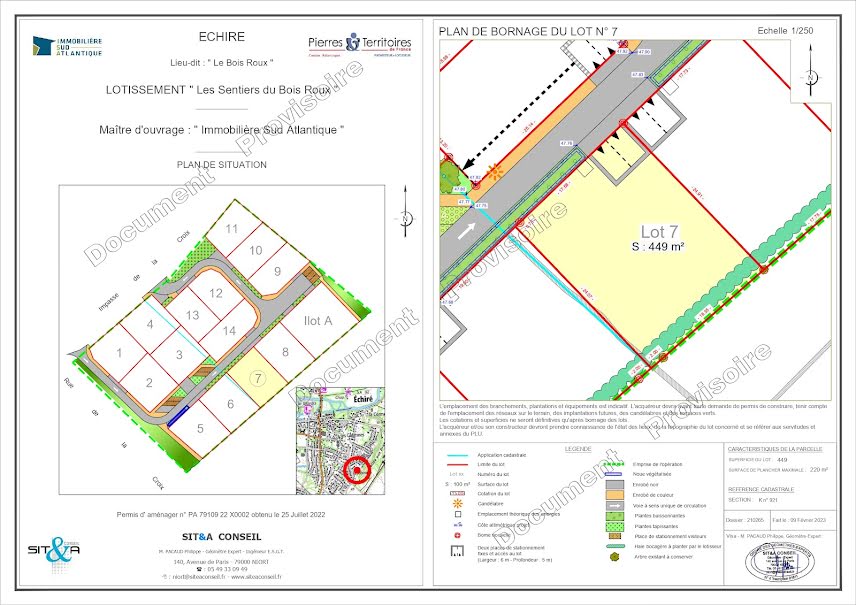 Vente terrain  449 m² à Echiré (79410), 63 500 €