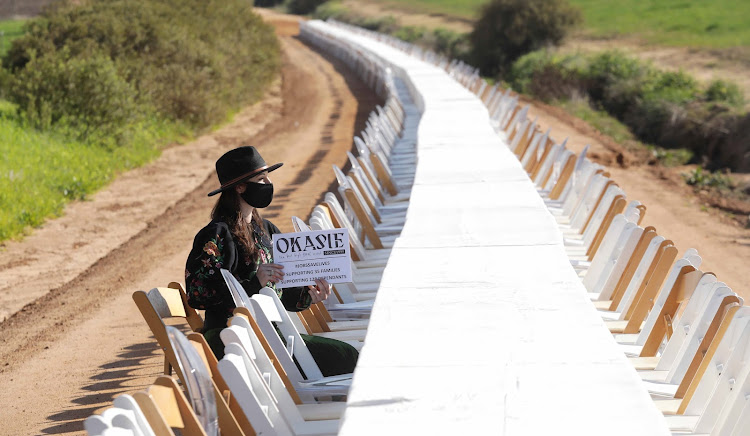 A 200m-long table with 1,000 empty seats was set up in Wellington in the Western Cape on July 22 2020 to raise awareness about the loss of jobs and income in the hospitality industry caused by the harsh lockdown restrictions.