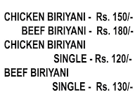 Avians Biriyani menu 2