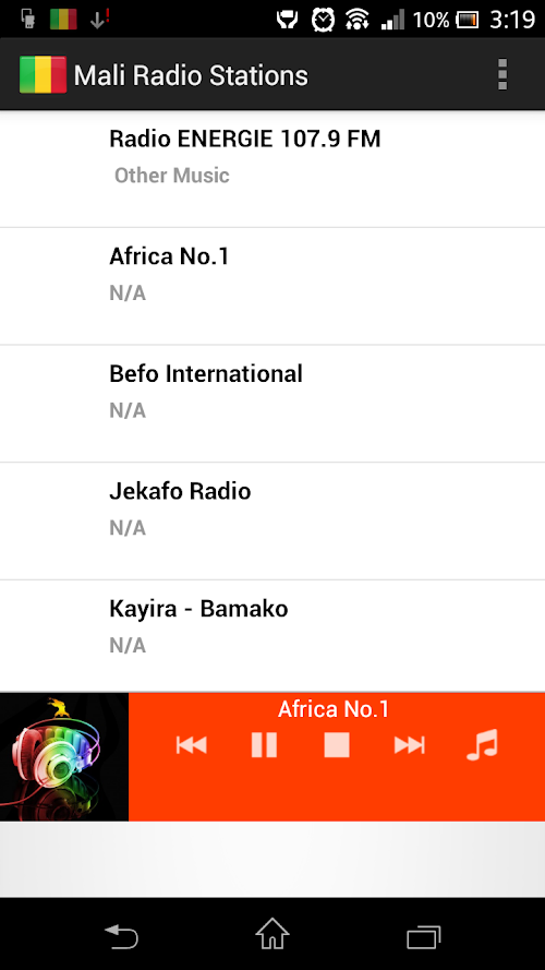 Android application Mali Radio Stations screenshort