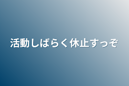 活動しばらく休止すっぞ