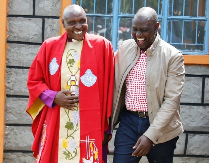 Chepngobob Methodist Church Bishop Kosgei with DP William Ruto in Kericho county on Sunday, December 15, 2019.