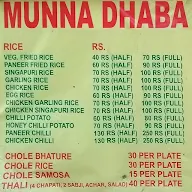 Munna Dhaba menu 1