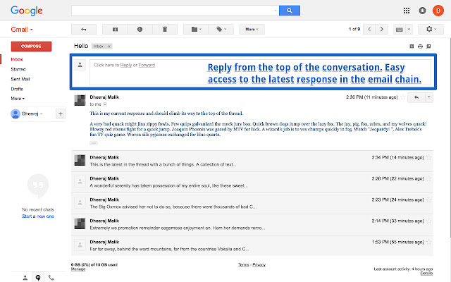 Gmail - Reply at the TOP chrome extension