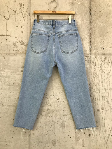 Title 15, High Waist Washed Blue Irregular Ripped Raw Edg...