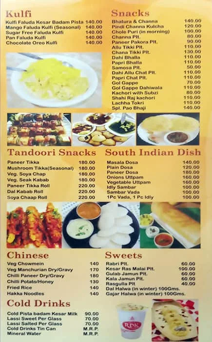 Roshan Di Kulfi menu 