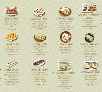 Kanti Sweets menu 