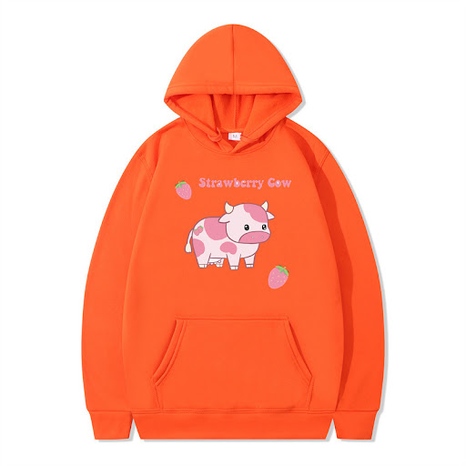 Title 18, Strawberry Milk Print Long-sleeved Hoodie