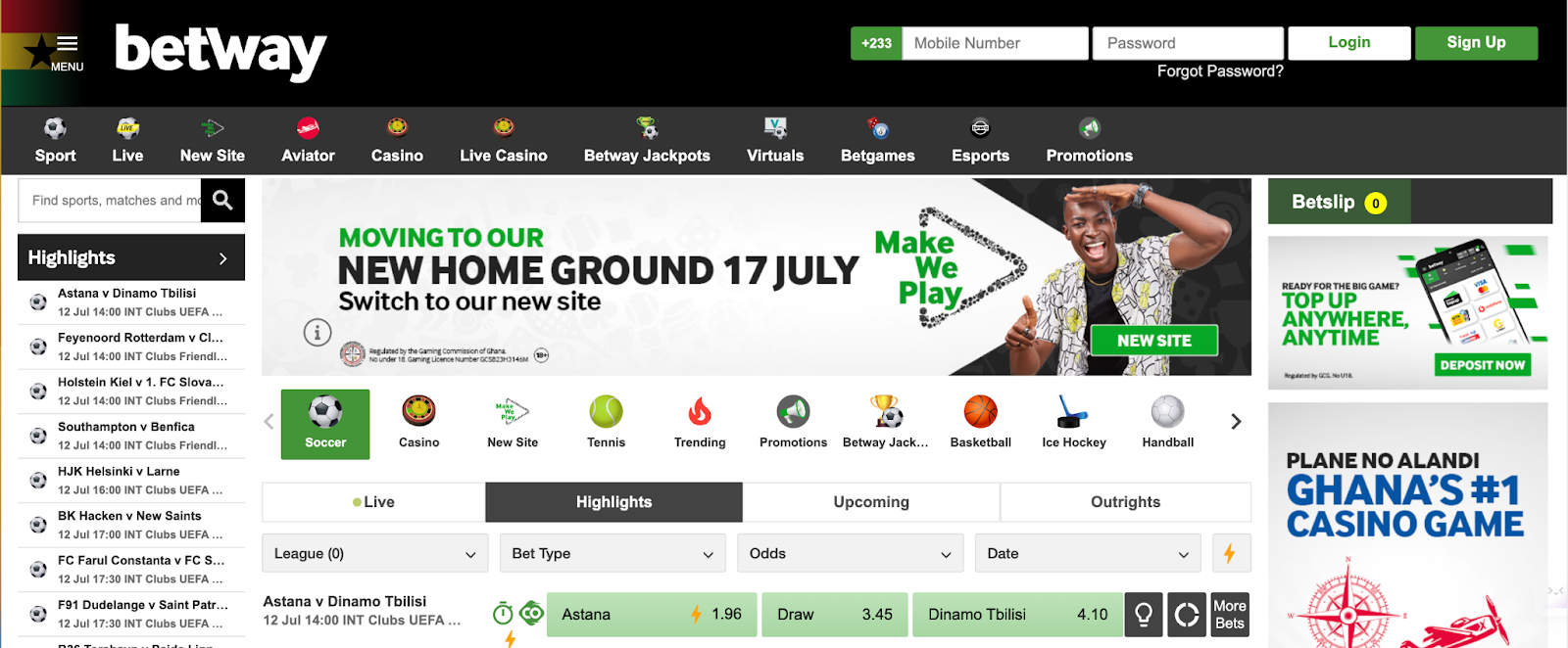 BetWay home Page