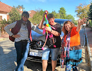 From left, Lise Beyers, Jolanda Prinsloo and writer Ilse Zietsman at the start of the trip.