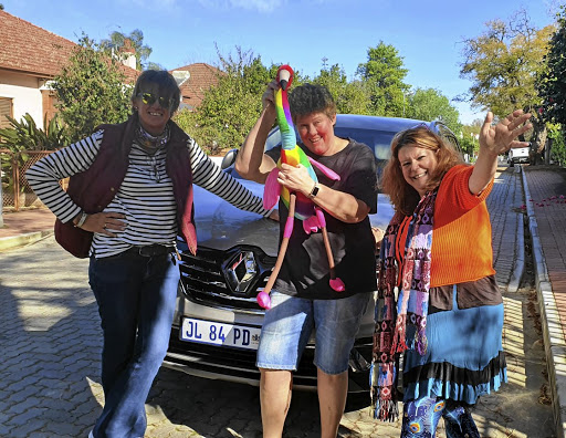 From left, Lise Beyers, Jolanda Prinsloo and writer Ilse Zietsman at the start of the trip.