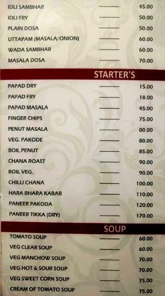 Hotel Gaurav Palace menu 