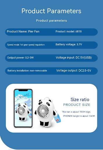 Title 10, USB Charging Mute Cute Plastic Fan, providing q...