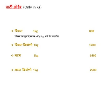 Hotel Gavthan Wada menu 